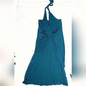 Soft flowy deep teal blue-green halter tie cotton blend medium EcoSkin
